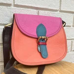Soruka Multicolored Color Block Recycled Leather Small Crossbody Handbag